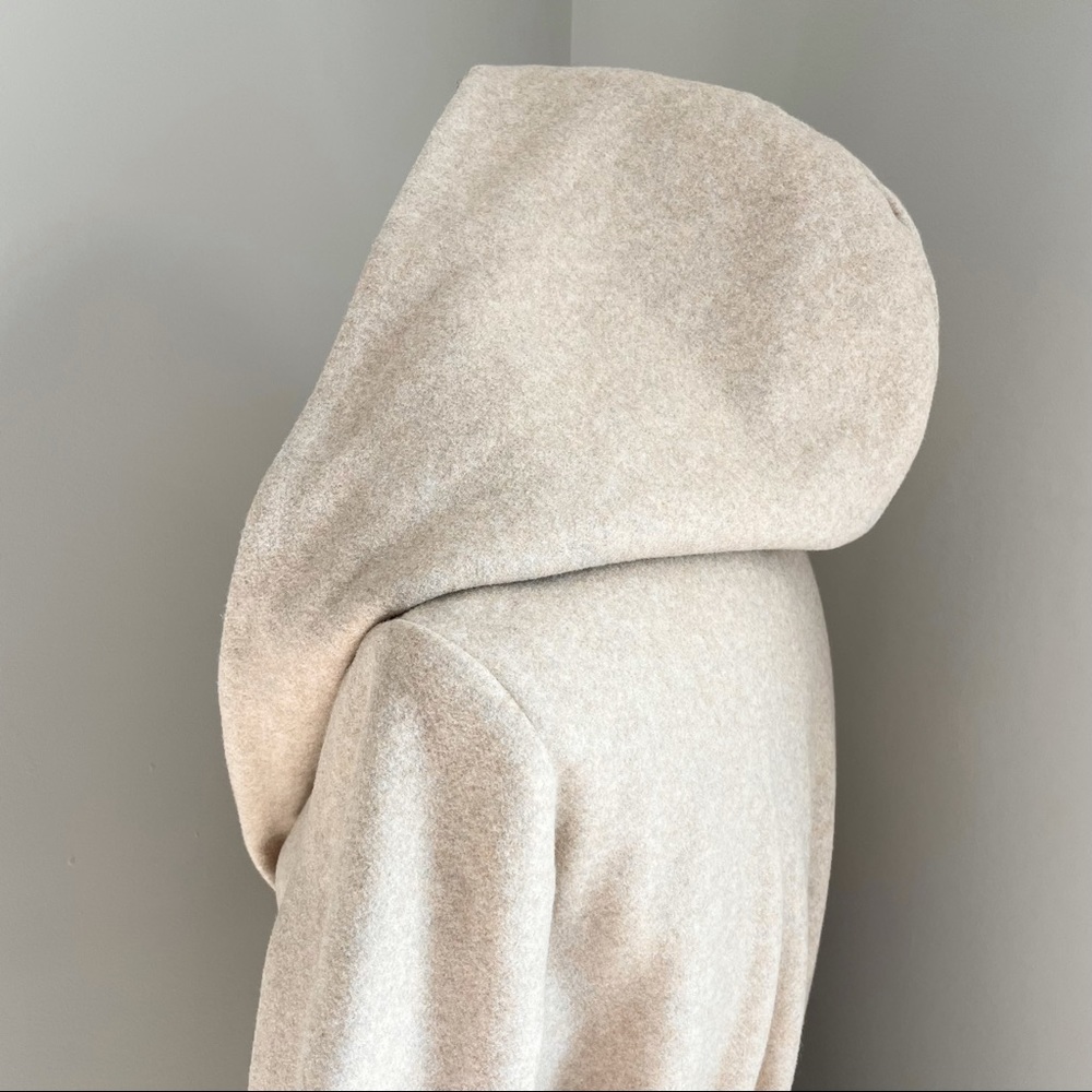 Zara • Long Sleeve Hooded Belted Wrap Coat Beige Size S - Picture 7 of 11